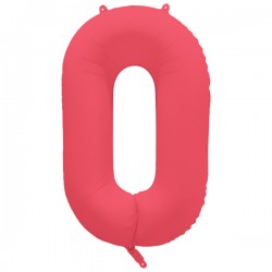 NEON Zahlenballon "0" neon-rot