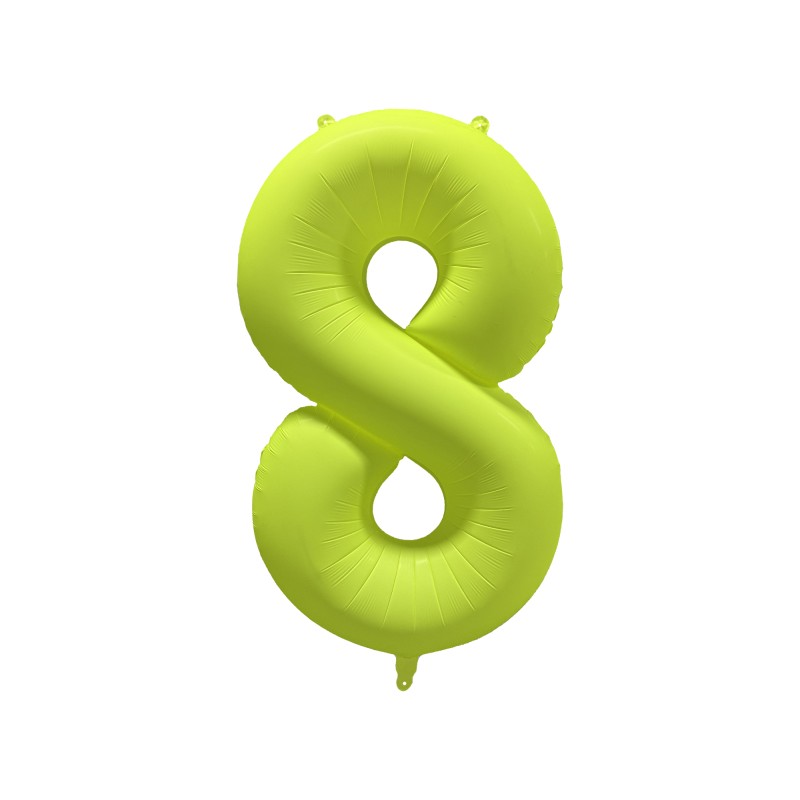 NEON Zahlenballon    8  neon-gelb