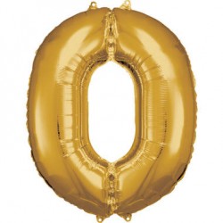 Zahlenballon "0" Gold 86 cm...