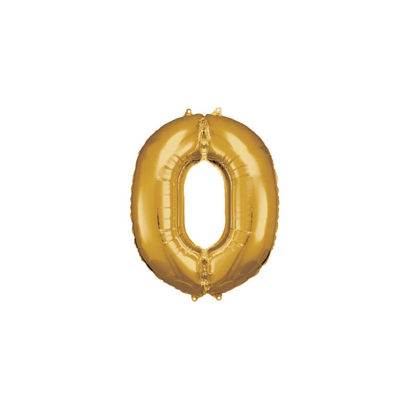 Zahlenballon "0" Gold 86 cm    Folienballon