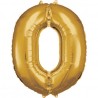 Zahlenballon "0" Gold 86 cm    Folienballon