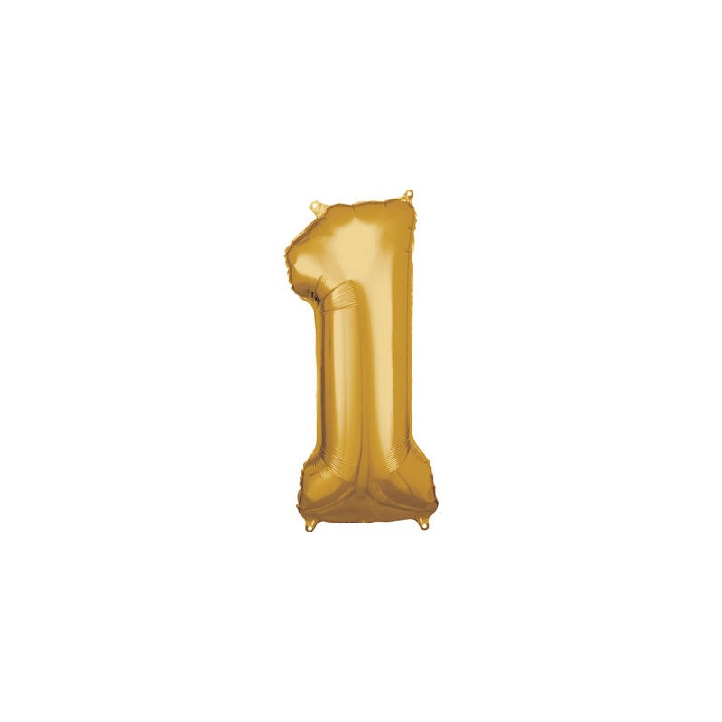 Zahlenballon "1" Gold 86 cm    Folienballon
