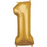 Zahlenballon "1" Gold 86 cm    Folienballon