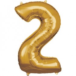 Zahlenballon "2" Gold 86 cm...