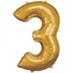 Zahlenballon "3" Gold 86 cm...