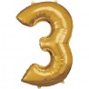 Zahlenballon "3" Gold 86 cm    Folienballon