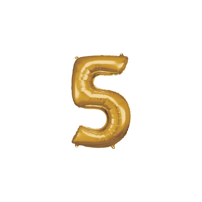 Zahlenballon "5" Gold 86 cm    Folienballon