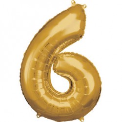 Zahlenballon "6" Gold 86 cm...