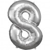 Zahlenballon "8" Silber 86 cm    Folienballon