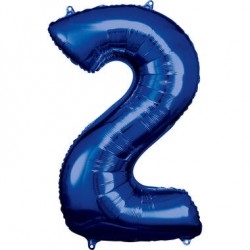 Zahlenballon "2" Blau 86 cm...