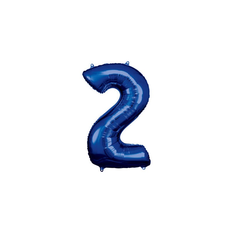 Zahlenballon "2" Blau 86 cm    Folienballon