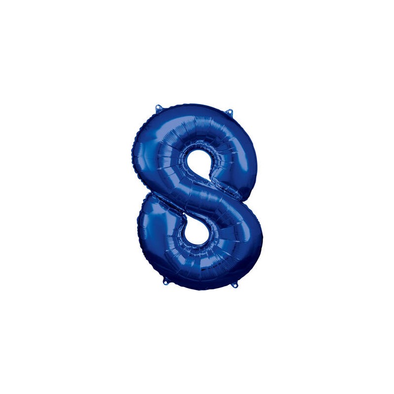 Zahlenballon "8" Blau 86 cm    Folienballon