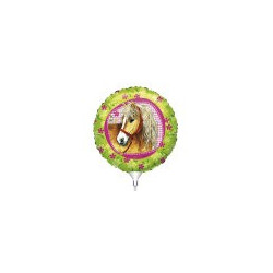 Pferde-Ballon mit Stab Happy Birthday zum selbst aufblasen