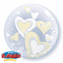 Folien-Ballo mit Herzen "Double Bubble"