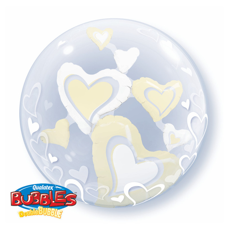 Folien-Ballo mit Herzen "Double Bubble"