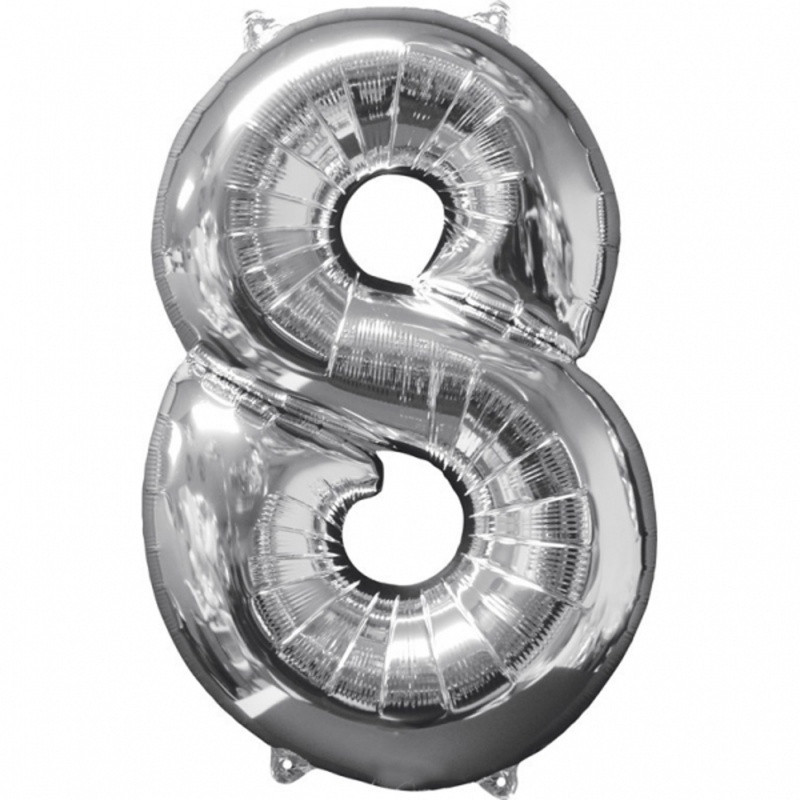 Zahlenballon "8" Silber