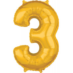 Zahlenballon "3"  gold