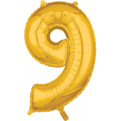 Zahlenballon "9"  gold