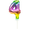 Folienballon Tortendeko Regenbogen Zahl 4 - 13cm