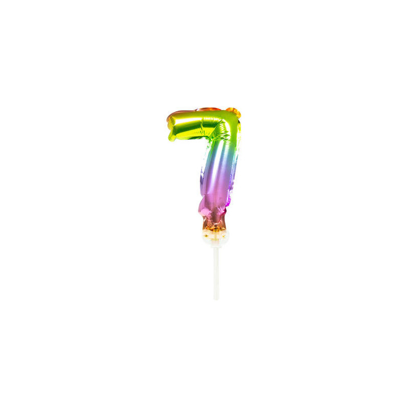 Folienballon Tortendeko Regenbogen Zahl 7 - 13cm