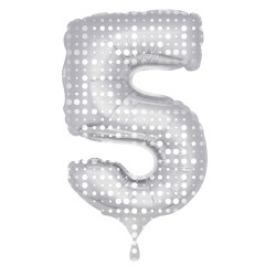 Zahlenballon "5"  Silber