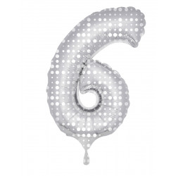 Zahlenballon "6"  Silber