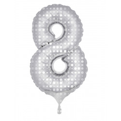Zahlenballon "8"  Silber