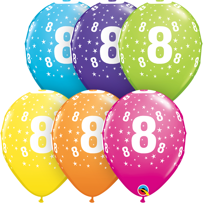 Zahlenballons "8" 28 cm ø gemischte Farben