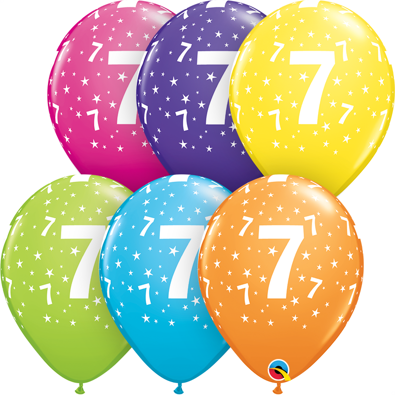 Zahlenballons "7" 28 cm ø gemischte Farben