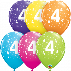 Zahlenballons "4" 28 cm ø gemischte Farben