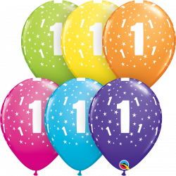 Zahlenballons "1" 28 cm ø gemischte Farben