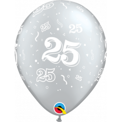 Zahlenballons "25" silber 28 cm ø unifarben
