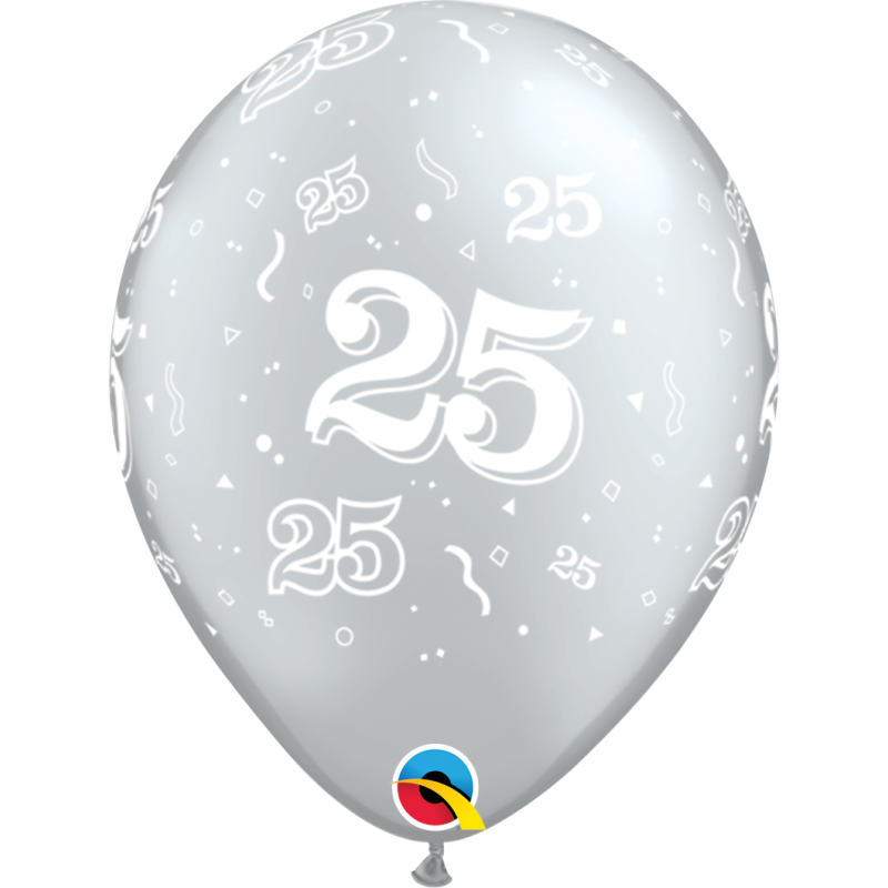 Zahlenballons "25" silber 28 cm ø unifarben