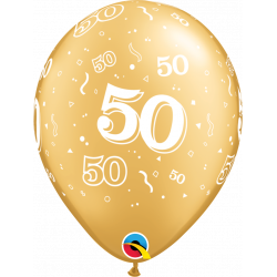Zahlenballons "50" gold 28 cm ø unifarben