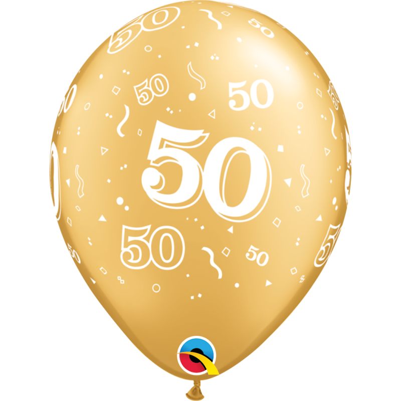 Zahlenballons "50" gold 28 cm ø unifarben