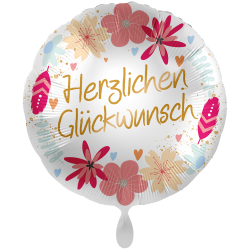 Herzlichen Glückwunsch Boho Flowers Folienballon