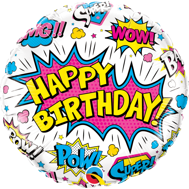 FolienBallon Happy Birthday WOW!