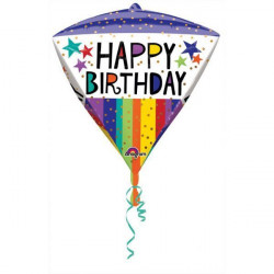 Happy Birthday Diamantform Folienballon