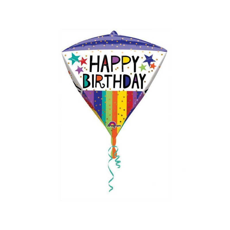 Happy Birthday Diamantform Folienballon