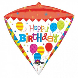 Happy Birthday Diamantform Folienballon