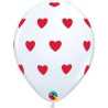 Weisser Ballon mit roten Herzen 33 cm ⦰ Latexballon