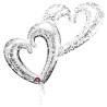 Doppel-Herz Silber Jumbo Folien-Ballon