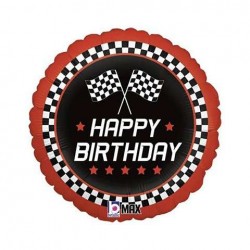 Happy Birthday Checkered Flag Folienballon