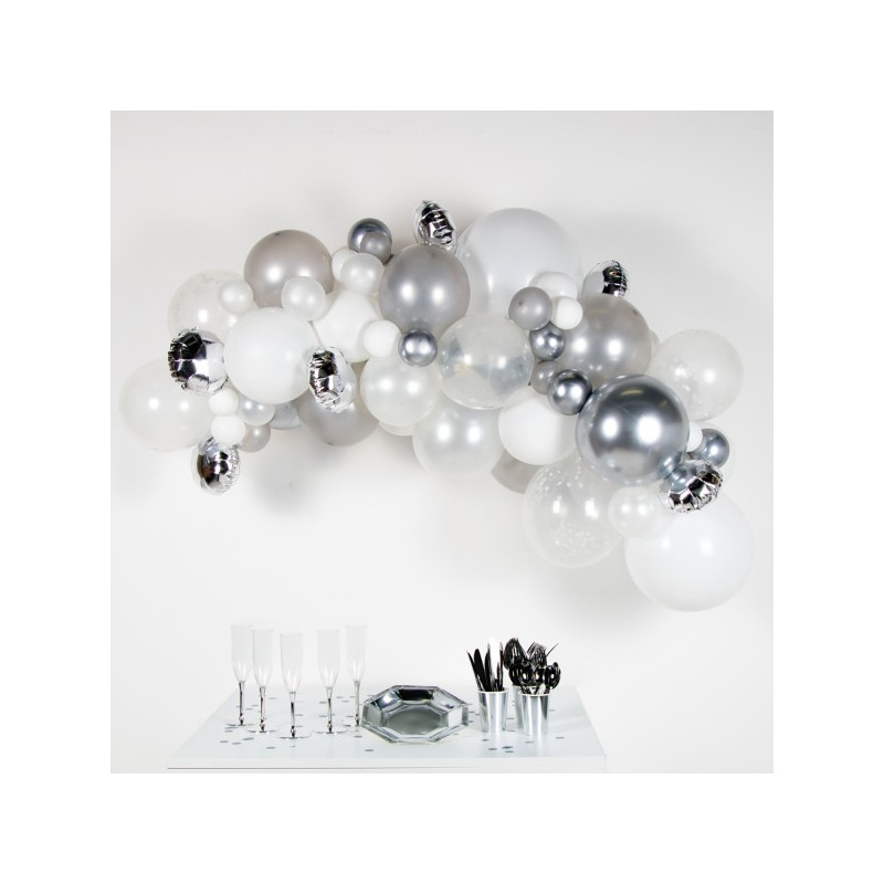 DIY Ballongirlande Silber 66 Ballons 4 m