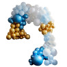 Balloon Arch  Large - Blues & Gold Chrome