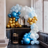 Balloon Arch  Large - Blues & Gold Chrome