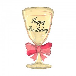 Happy Birthday Glas mit Masche Folienballon